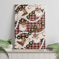Cowboy Hawaii Mele Kalikimaka Canvas Wall Art Paniolo Kukui Nut Pikake Lei Burgundy Version - Polynesian Pride