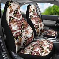 Cowboy Hawaii Mele Kalikimaka Car Seat Cover Paniolo Kukui Nut Pikake Lei Burgundy Version - Polynesian Pride