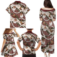 Cowboy Hawaii Mele Kalikimaka Family Matching Puletasi and Hawaiian Shirt Paniolo Kukui Nut Pikake Lei Burgundy Version - Polynesian Pride