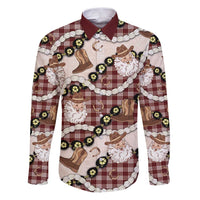 Cowboy Hawaii Mele Kalikimaka Family Matching Puletasi and Hawaiian Shirt Paniolo Kukui Nut Pikake Lei Burgundy Version - Polynesian Pride