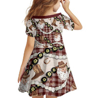 Cowboy Hawaii Mele Kalikimaka Family Matching Summer Maxi Dress and Hawaiian Shirt Paniolo Kukui Nut Pikake Lei Burgundy Version - Polynesian Pride