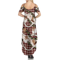 Cowboy Hawaii Mele Kalikimaka Family Matching Summer Maxi Dress and Hawaiian Shirt Paniolo Kukui Nut Pikake Lei Burgundy Version - Polynesian Pride
