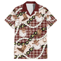 Cowboy Hawaii Mele Kalikimaka Family Matching Tank Maxi Dress and Hawaiian Shirt Paniolo Kukui Nut Pikake Lei Burgundy Version - Polynesian Pride