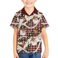 Cowboy Hawaii Mele Kalikimaka Hawaiian Shirt Paniolo Kukui Nut Pikake Lei Burgundy Version - Polynesian Pride