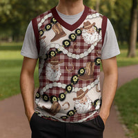 Cowboy Hawaii Mele Kalikimaka Christmas Knitted V-Neck Vest Paniolo Kukui Nut Pikake Lei Burgundy Version LT14 - Polynesian Pride