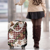 Cowboy Hawaii Mele Kalikimaka Luggage Cover Paniolo Kukui Nut Pikake Lei Burgundy Version - Polynesian Pride