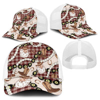 Cowboy Hawaii Mele Kalikimaka Mesh Trucker Cap Paniolo Kukui Nut Pikake Lei Burgundy Version - Polynesian Pride