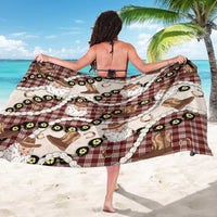 Cowboy Hawaii Mele Kalikimaka Sarong Paniolo Kukui Nut Pikake Lei Burgundy Version - Polynesian Pride