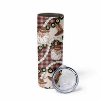 Cowboy Hawaii Mele Kalikimaka Skinny Tumbler Paniolo Kukui Nut Pikake Lei Burgundy Version - Polynesian Pride