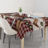 Cowboy Hawaii Mele Kalikimaka Tablecloth Paniolo Kukui Nut Pikake Lei Burgundy Version - Polynesian Pride
