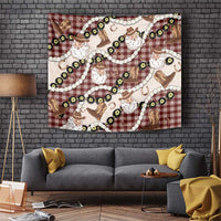 Cowboy Hawaii Mele Kalikimaka Tapestry Paniolo Kukui Nut Pikake Lei Burgundy Version - Polynesian Pride