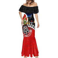 New Zealand Waitangi And ANZAC Day Mermaid Dress Aotearoa Maori Tiki With Last Post LT14 - Polynesian Pride