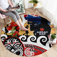 New Zealand Waitangi And ANZAC Day Round Carpet Aotearoa Maori Tiki With Last Post LT14 - Polynesian Pride