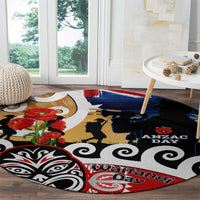 New Zealand Waitangi And ANZAC Day Round Carpet Aotearoa Maori Tiki With Last Post LT14 - Polynesian Pride
