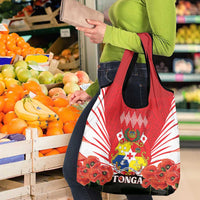 Tonga ANZAC Day Grocery Bag Camouflage With Poppies Lest We Forget