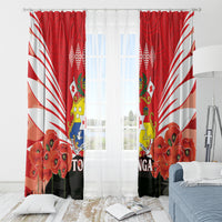 Tonga ANZAC Day Window Curtain Camouflage With Poppies Lest We Forget LT14 - Polynesian Pride