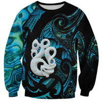 Manaia New Zealand Matariki Sweatshirt NZ Paua Shell Maori Art LT14 Unisex Turquoise - Polynesian Pride