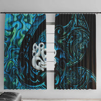 Manaia New Zealand Matariki Window Curtain NZ Paua Shell Maori Art LT14 With Hooks Turquoise - Polynesian Pride