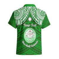 Personalised Marshall Islands Hawaiian Shirt Green Polynesian Tribal Mix Coat Of Arms LT14 - Polynesian Pride