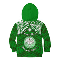 Personalised Marshall Islands Kid Hoodie Green Polynesian Tribal Mix Coat Of Arms LT14 - Polynesian Pride