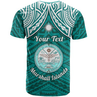 Custom Marshall Islands T Shirt Turquoise Polynesian Tribal Mix Coat Of Arms LT14 - Polynesian Pride