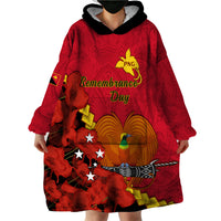Personalised Remembrance Day PNG Wearable Blanket Hoodie Papua New Guinea We Will Remember Them LT14 - Polynesian Pride
