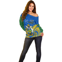 Polynesian Pride Independence Day Solomon Islands Off Shoulder Sweater Happy 45th Anniversary LT14 - Polynesian Pride