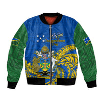 Personalised Independence Day Solomon Islands Bomber Jacket Happy 45th Anniversary LT14 Unisex Blue - Polynesian Pride