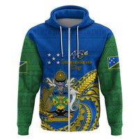 Custom Independence Day Solomon Islands Hoodie Happy 45th Anniversary LT14 Zip Hoodie Blue - Polynesian Pride