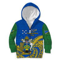 Personalised Independence Day Solomon Islands Kid Hoodie Happy 45th Anniversary LT14 Zip Hoodie Blue - Polynesian Pride