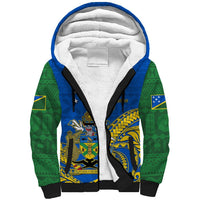 Personalised Independence Day Solomon Islands Sherpa Hoodie Happy 45th Anniversary LT14 Unisex Blue - Polynesian Pride