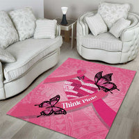 Polynesia Breast Cancer Awareness Month Area Rug Pink Ribbon Mix Butterflies