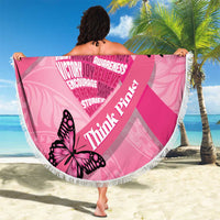Polynesia Breast Cancer Awareness Month Beach Blanket Pink Ribbon Mix Butterflies