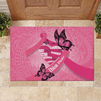 Polynesia Breast Cancer Awareness Month Rubber Doormat Pink Ribbon Mix Butterflies