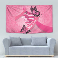 Polynesia Breast Cancer Awareness Month Tapestry Pink Ribbon Mix Butterflies
