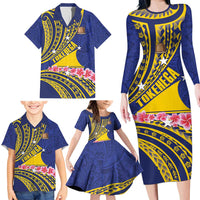 Personalised Tokelau Tokehega Day Family Matching Long Sleeve Bodycon Dress and Hawaiian Shirt Tokelauan Tatau Flag Color - Polynesian Pride