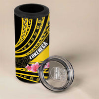 Personalised Tokelau Tokehega Day 4 in 1 Can Cooler Tumbler Tokelauan Tatau Black Color - Polynesian Pride