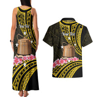 Personalised Tokelau Tokehega Day Couples Matching Tank Maxi Dress and Hawaiian Shirt Tokelauan Tatau Black Color - Polynesian Pride
