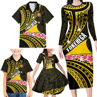 Personalised Tokelau Tokehega Day Family Matching Long Sleeve Bodycon Dress and Hawaiian Shirt Tokelauan Tatau Black Color - Polynesian Pride