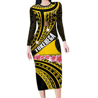 Personalised Tokelau Tokehega Day Family Matching Long Sleeve Bodycon Dress and Hawaiian Shirt Tokelauan Tatau Black Color - Polynesian Pride