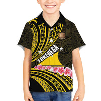 Personalised Tokelau Tokehega Day Family Matching Off Shoulder Short Dress and Hawaiian Shirt Tokelauan Tatau Black Color - Polynesian Pride