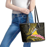 Personalised Tokelau Tokehega Day Leather Tote Bag Tokelauan Tatau Black Color - Polynesian Pride