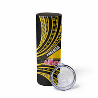 Personalised Tokelau Tokehega Day Skinny Tumbler Tokelauan Tatau Black Color - Polynesian Pride