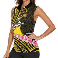 Personalised Tokelau Tokehega Day Women Sleeveless Polo Shirt Tokelauan Tatau Black Color - Polynesian Pride