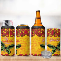 Personalised Tufi Tapa and Tattoo Festival 4 in 1 Can Cooler Tumbler PNG Oro Butterfly Tapa Pattern - Polynesian Pride
