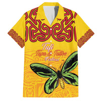 Personalised Tufi Tapa and Tattoo Festival Family Matching Off The Shoulder Long Sleeve Dress and Hawaiian Shirt PNG Oro Butterfly Tapa Pattern - Polynesian Pride