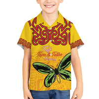 Personalised Tufi Tapa and Tattoo Festival Family Matching Short Sleeve Bodycon Dress and Hawaiian Shirt PNG Oro Butterfly Tapa Pattern - Polynesian Pride