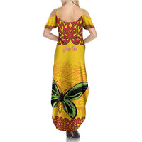 Personalised Tufi Tapa and Tattoo Festival Family Matching Summer Maxi Dress and Hawaiian Shirt PNG Oro Butterfly Tapa Pattern - Polynesian Pride