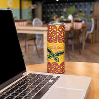 Personalised Tufi Tapa and Tattoo Festival Skinny Tumbler PNG Oro Butterfly Tapa Pattern - Polynesian Pride
