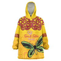 Personalised Tufi Tapa and Tattoo Festival Wearable Blanket Hoodie PNG Oro Butterfly Tapa Pattern - Polynesian Pride